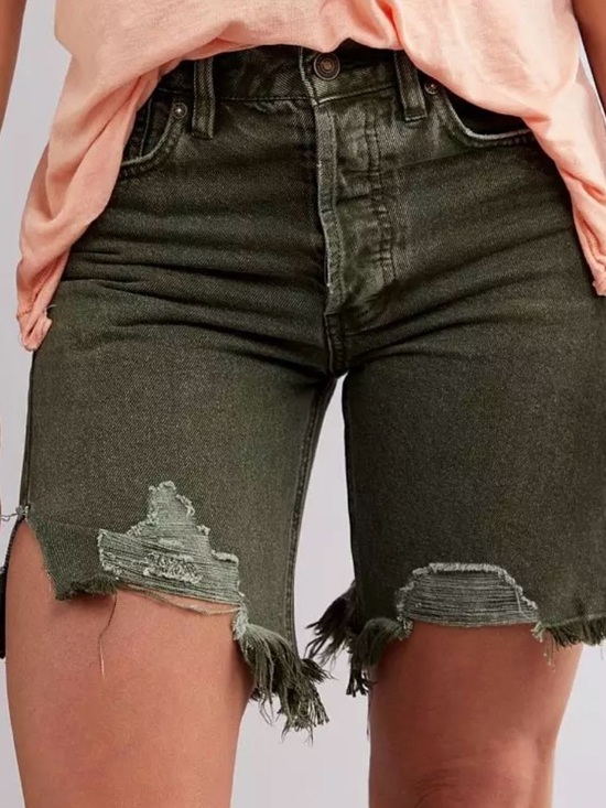 We The Free Pants - We The Free Olive Green Denim Bermuda Shorts size 27